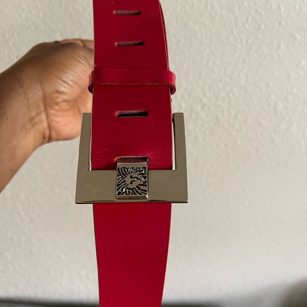 Anne Klein Red Belt with Silver Buckle